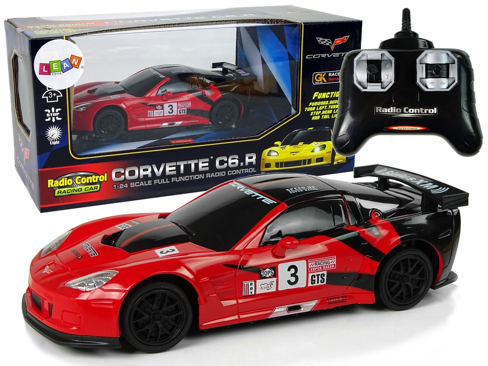 Športové auto R/C 1:24 Corvette C6.R červené s osvetlením