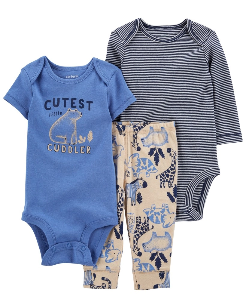 E-shop Carter's Set 3dielny body kr. rukáv body dl. rukáv tepláky Blue Safari chlapec LBB