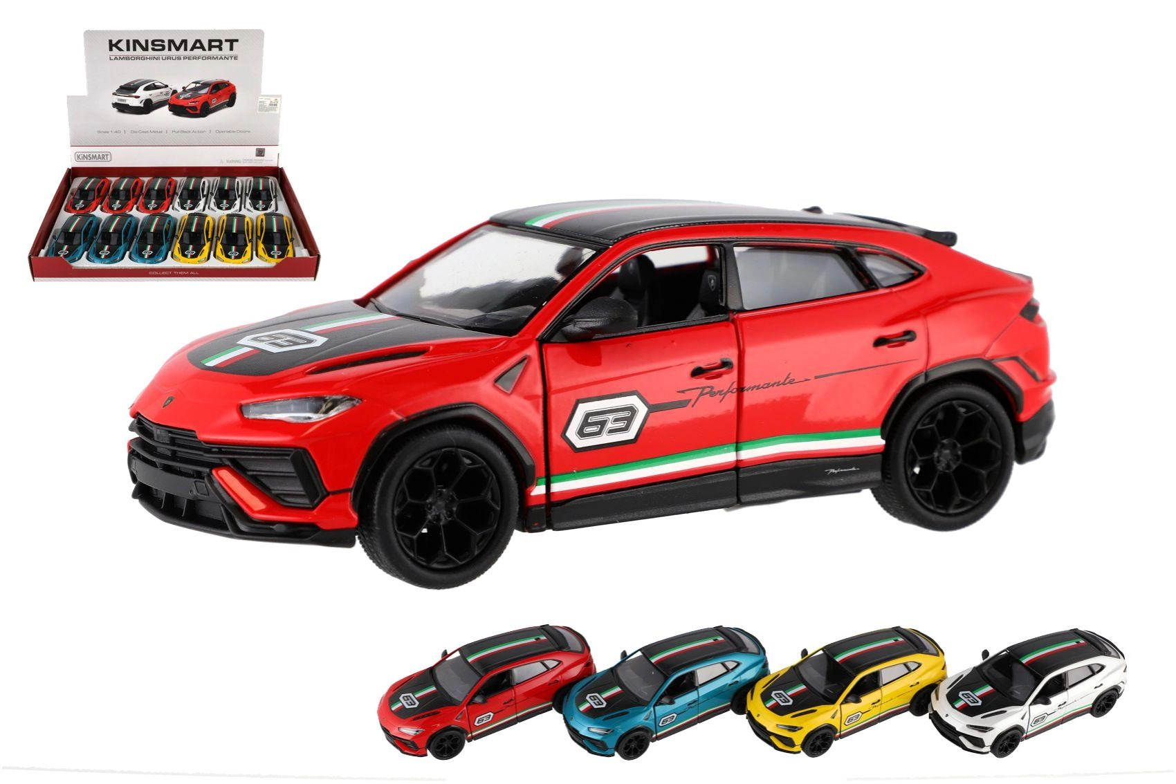 Auto Lamborghini Urus Performante 1:40 kovové 13 cm 4 farby na spätný chod