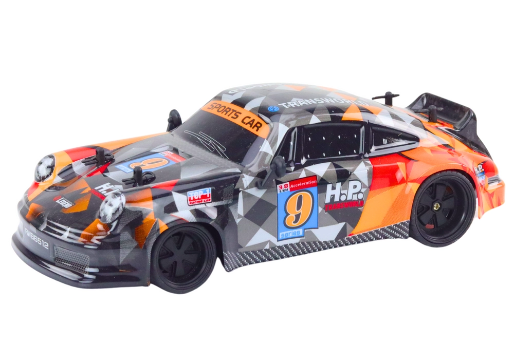 RC auto na diaľkové ovládanie 1:18 gumové driftovacie kolesá oranžová