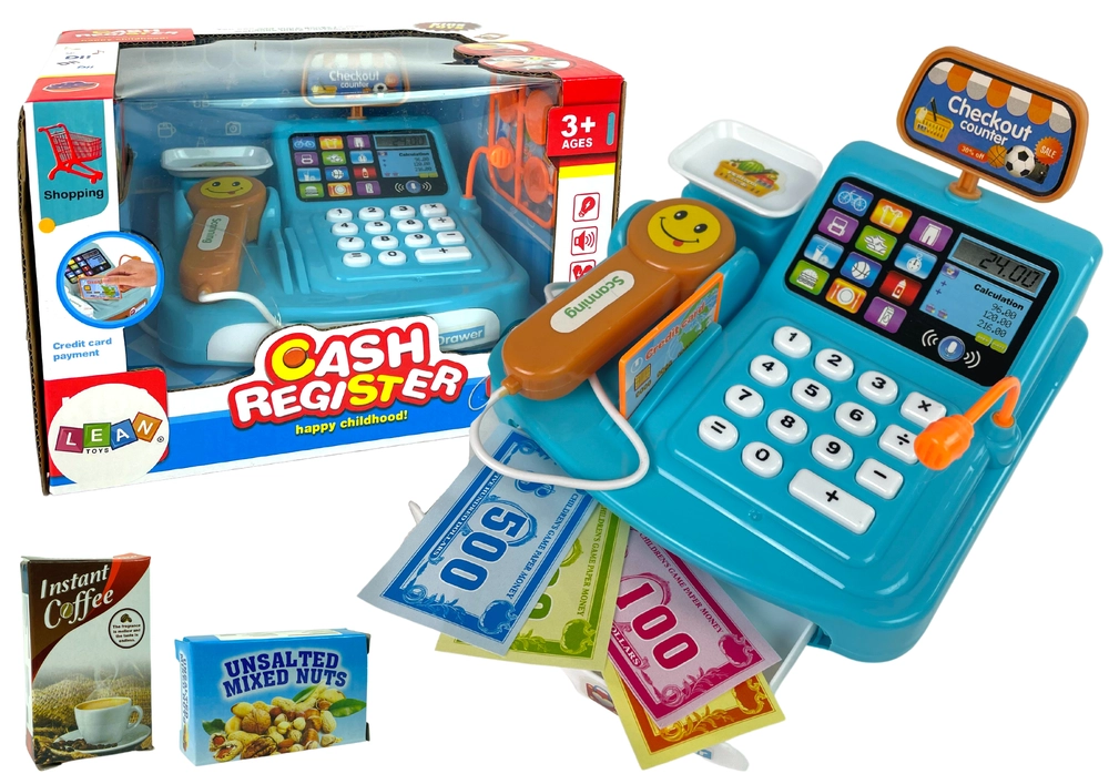 E-shop Lean Toys Registračná pokladňa so skenerom modrá