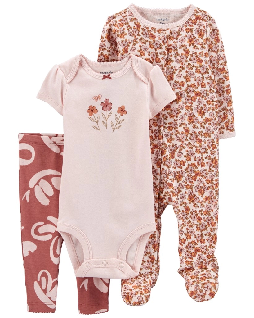 E-shop Carter's Set 3dielny body kr. rukáv overal, legíny Pink Floral dievča LBB