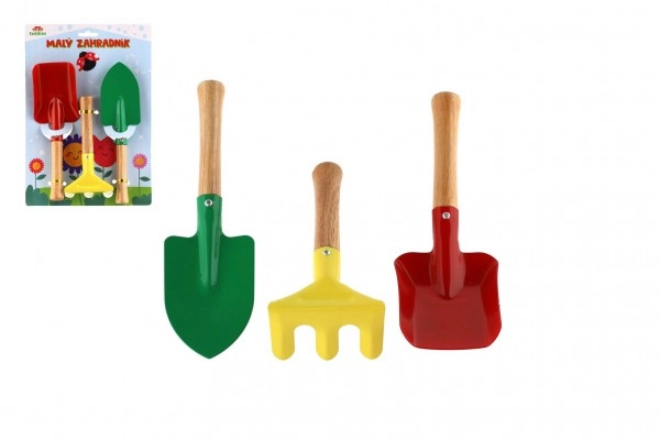E-shop Teddies nářadí zahradní dětské 3ks kov dřevo 15/21 cm