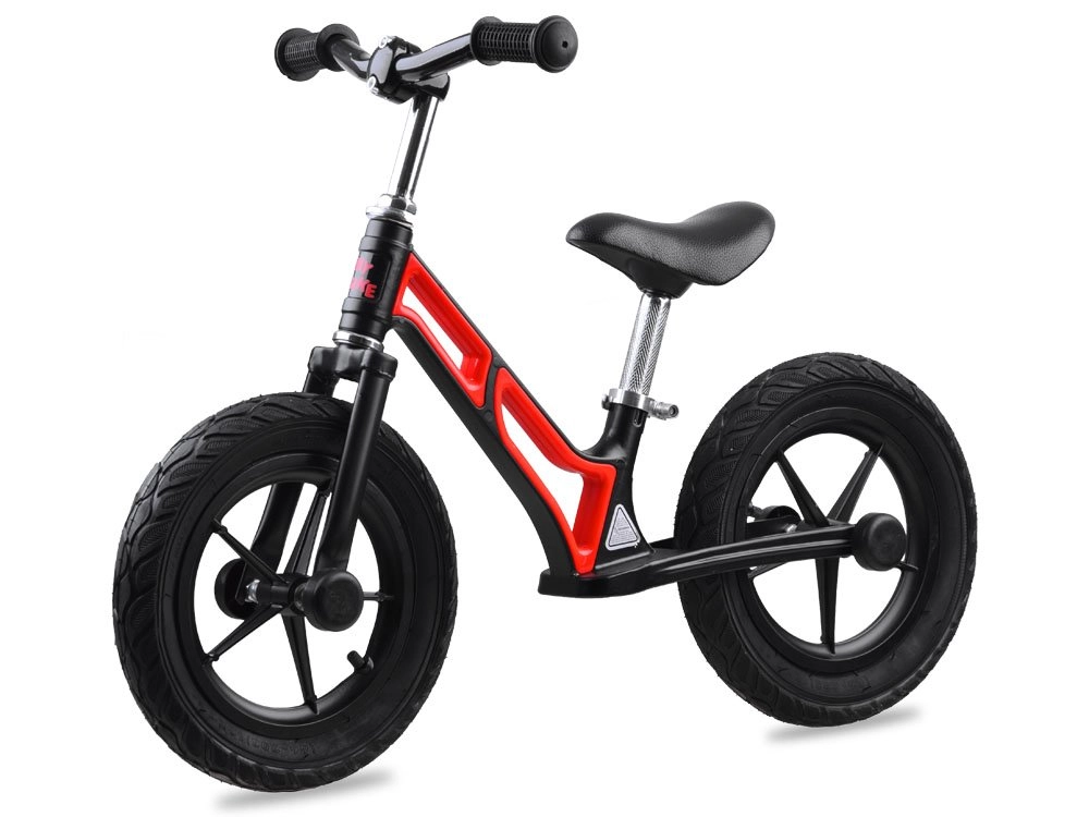 Detský odrážací bicykel Tiny Bike s gumovými kolesami 12 palcov – Červená