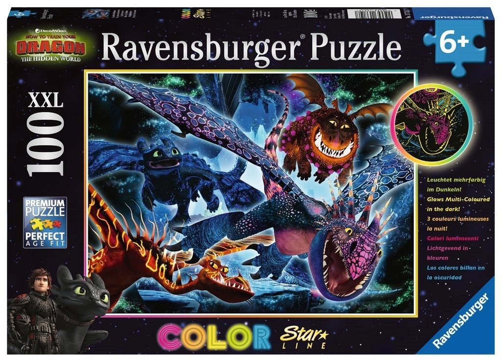 E-shop Ravensburger Svítící Jak vycvičit draka 3 XXL 100 dielov