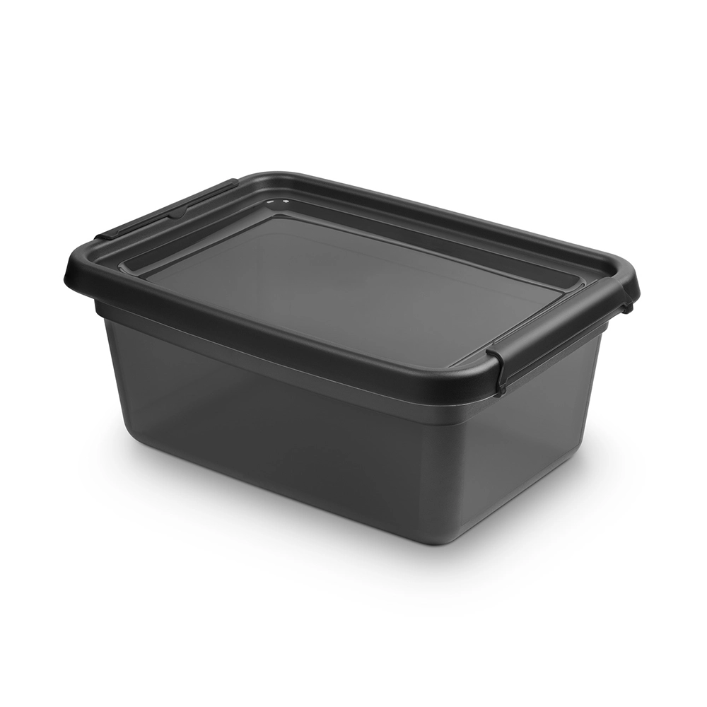 E-shop Basestore úložný box s vekom a klipsami Coal 12,5 l (28 × 38 × 16 cm)