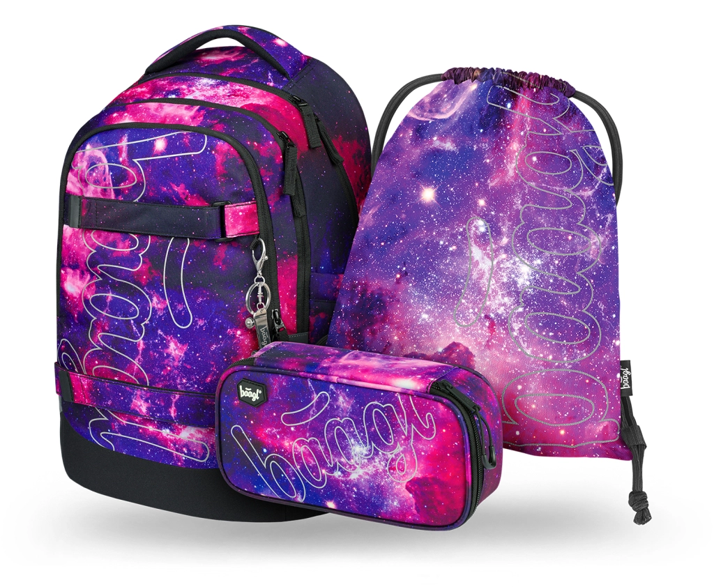 Školský set Baagl Galaxy: batoh, peračník, vrecko