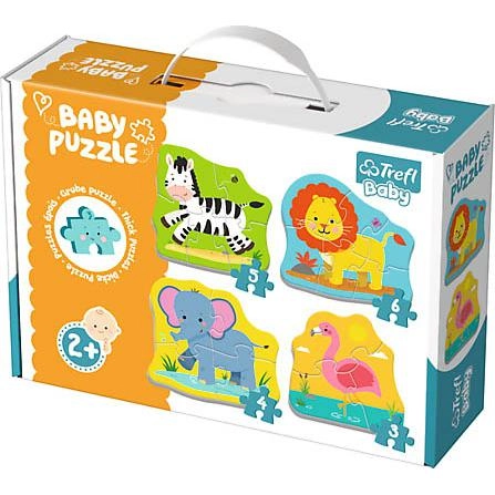 E-shop Trefl Baby Zvířata na safari 4v1 3,4,5,6 dílků