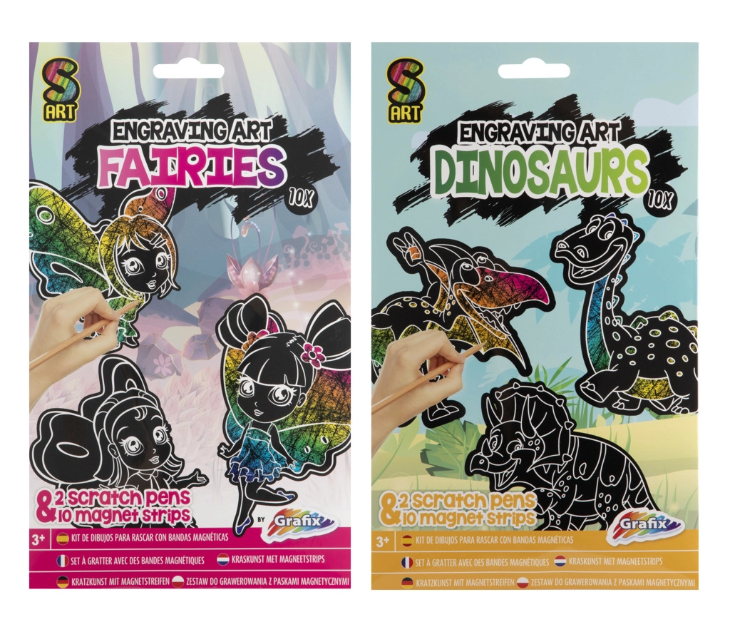 E-shop Vyškrabovacie magnety – víly a dinosaury, sada 10 ks