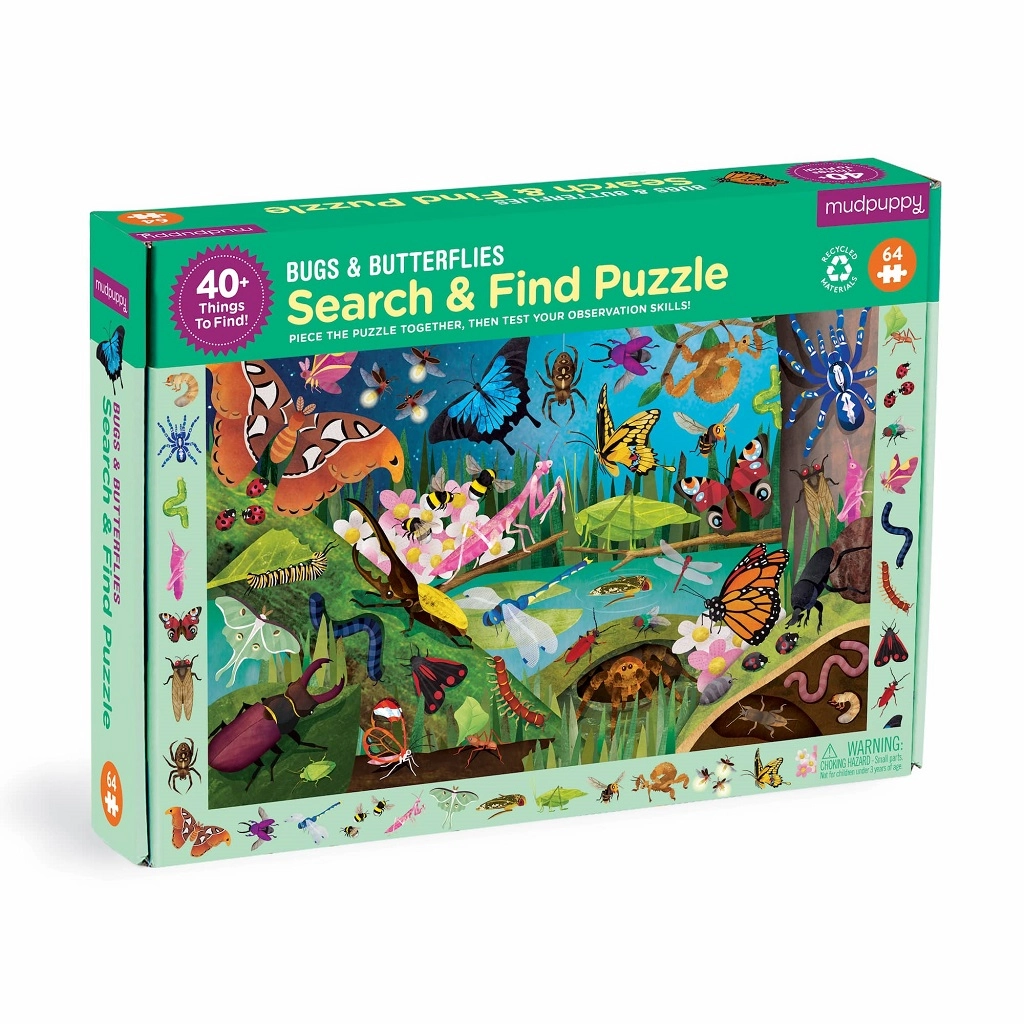 E-shop Mudpuppy puzzle chrobáky a motýle 64 dielikov