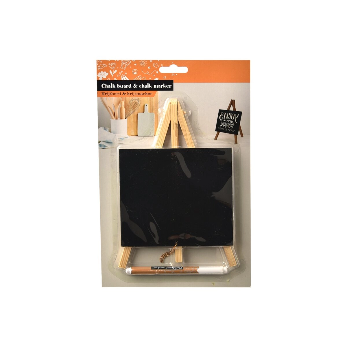 E-shop Stojaca kriedová tabuľa v drevenom ráme 20 × 32 cm