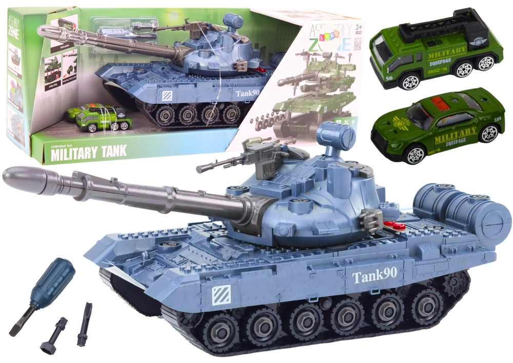 E-shop Interaktívna modrá hračka tank s náradím a zvukmi