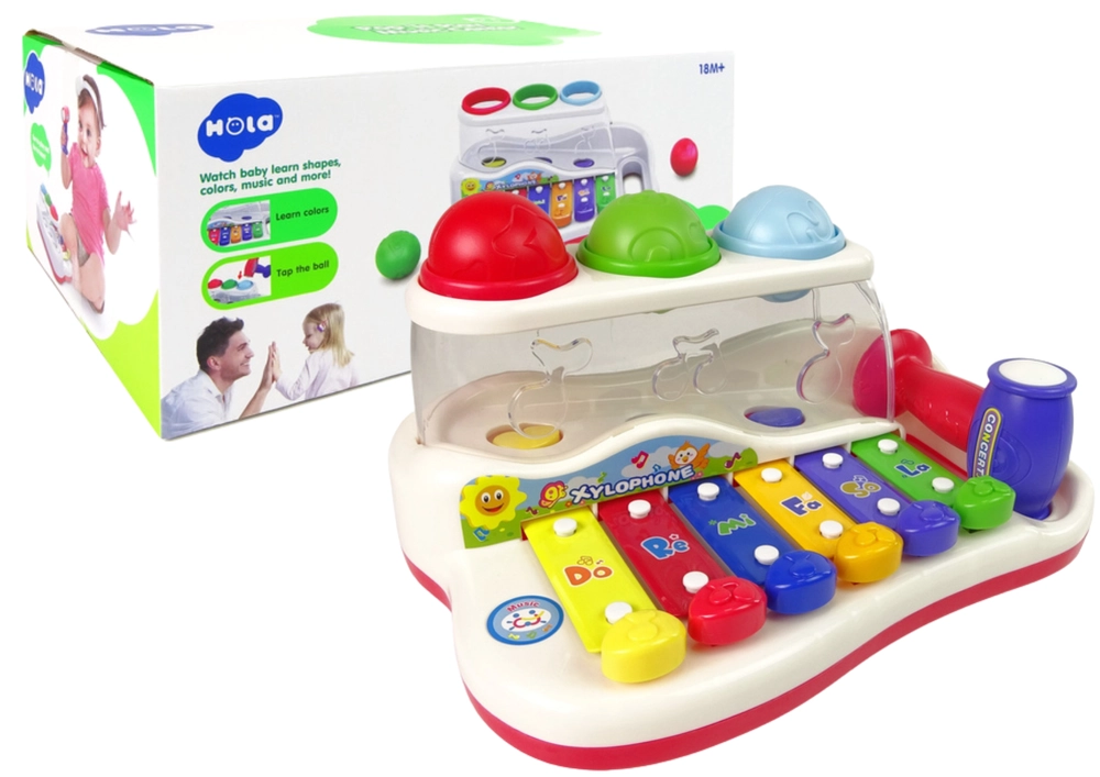 E-shop LEAN Toys Vzdelávací cimbal pre batoľa Hammer farebné guličky