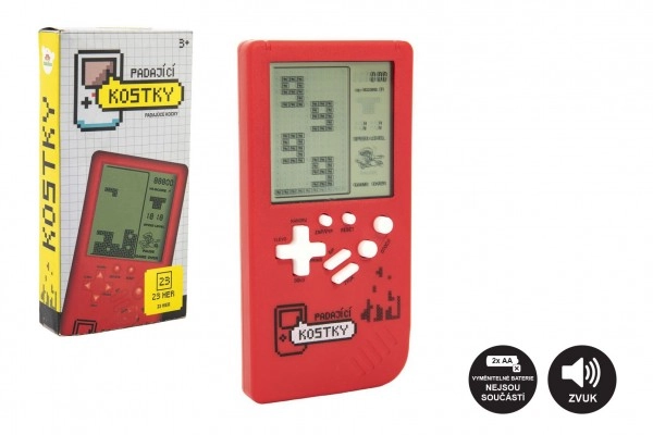 E-shop Digitálna hra Padajúce kocky hlavolam plast 14x7cm červená