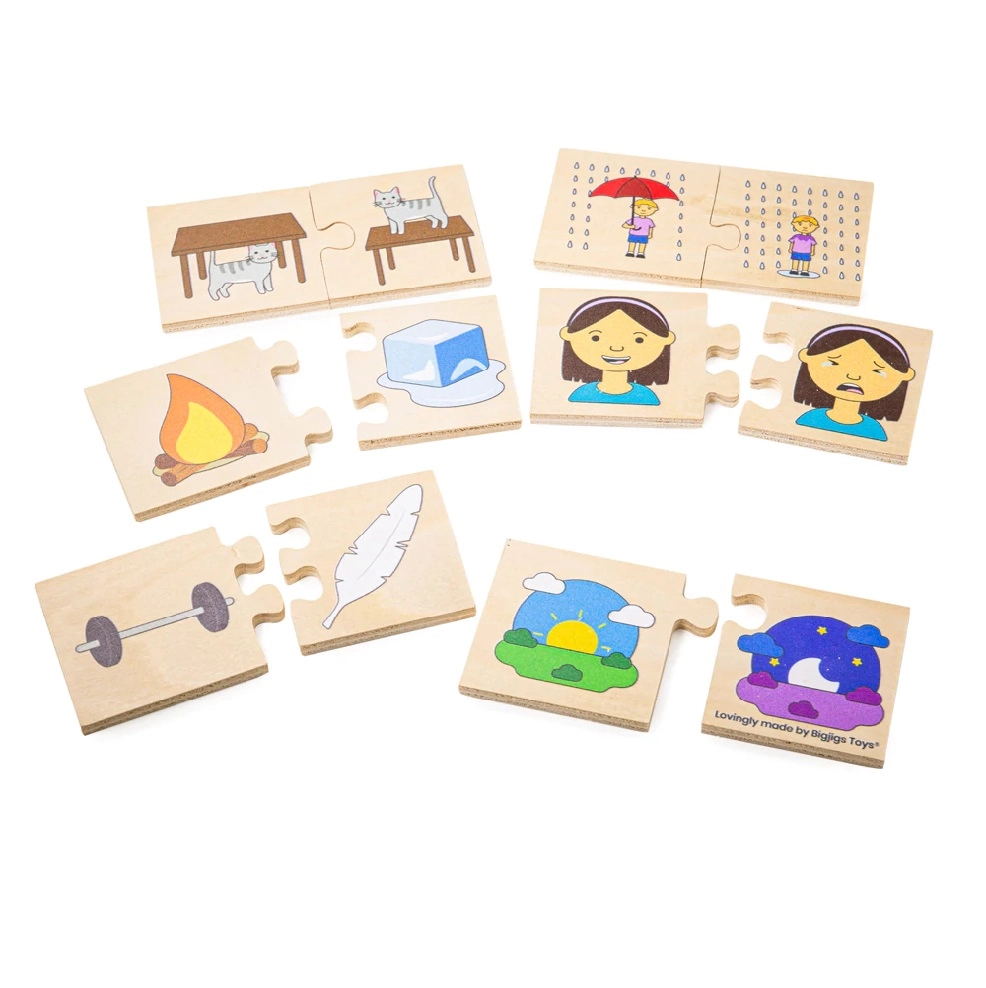 E-shop Bigjigs Toys drevené didaktické puzzle – protiklady