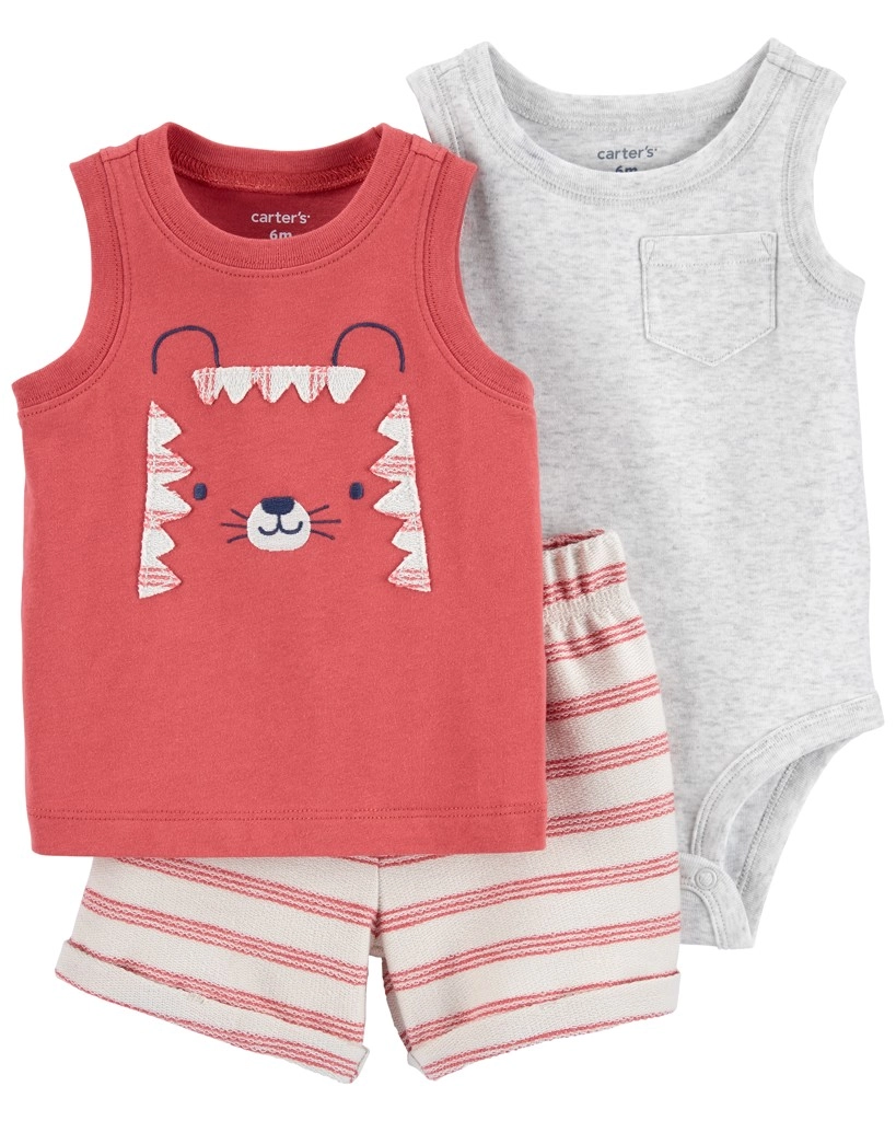 E-shop Carter's Set 3dielny body bez rukávov tielko, kraťasy Grey Cars chlapec