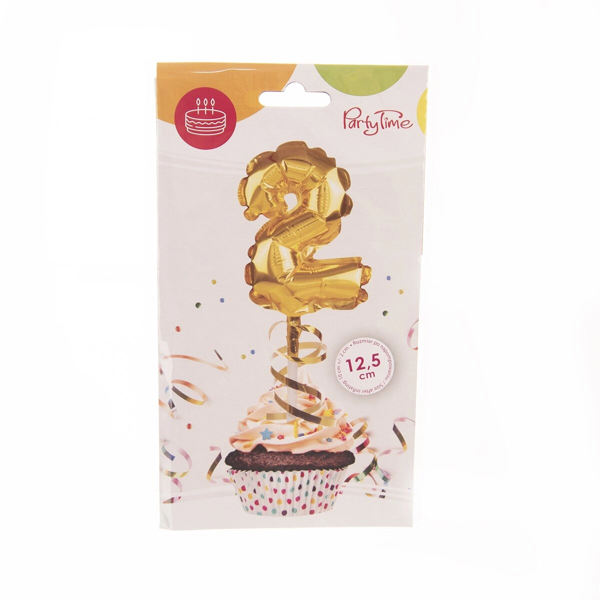 E-shop Fóliový balónik číslo 2 zlatý cake topper 12,5 cm