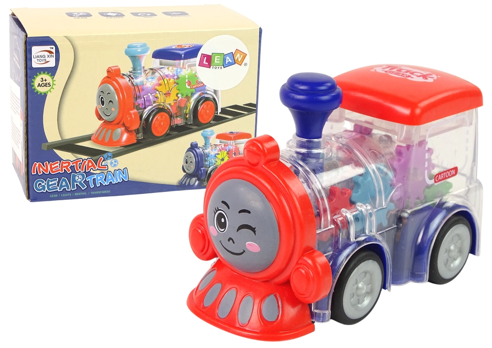 Lean Toys Happy batoľa lokomotíva LED svetlá a pohyblivé kolesá s trecím pohonom