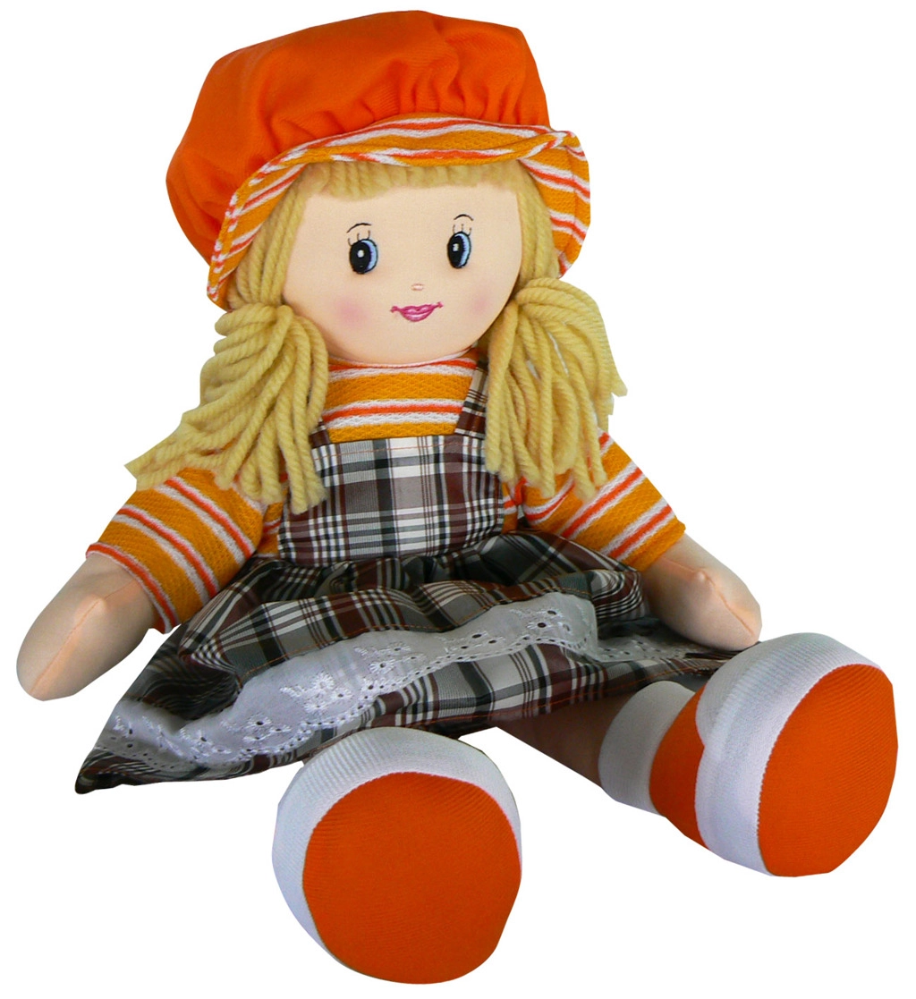 E-shop Handrová bábika 50 cm s čiapkou a blond vláskami