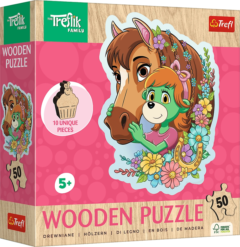 Drevené obrysové puzzle TREFLÍCI – šťastná rodina, 50 dielikov