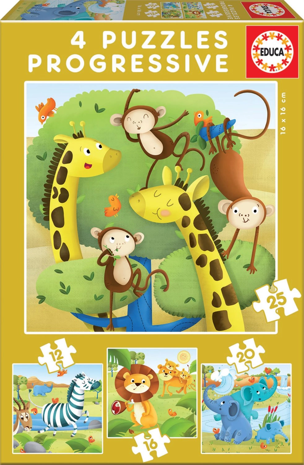E-shop Educa puzzle Divoké zvieratá 4v1 (12–25 dielikov)