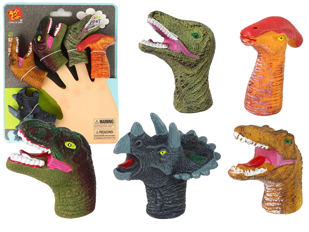 E-shop Lean Toys Dinosaurie hlavy na prsty 5 kusov