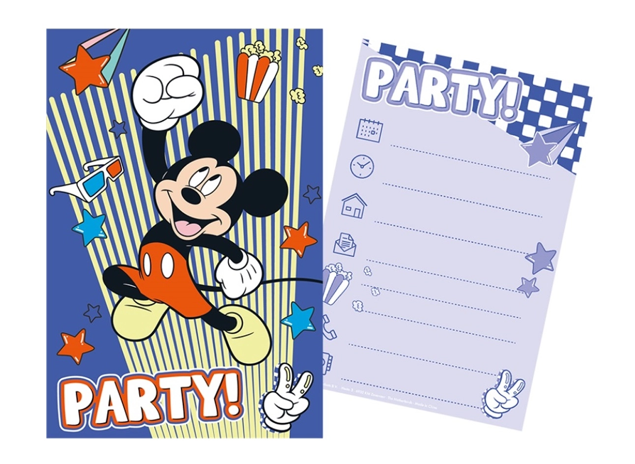 Sada párty pozvánok s obálkami MICKEY MOUSE (5+5)