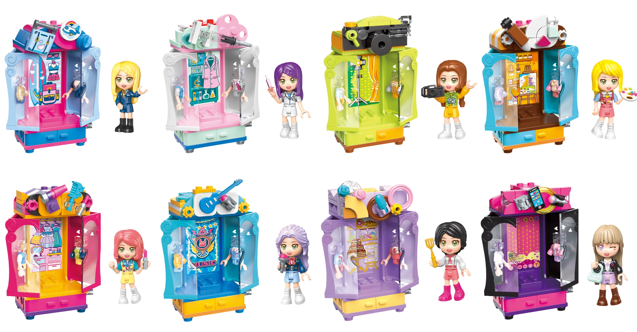 E-shop Qman UNA Series – šatní skriňa s minifigúrkou (1 ks stavebnice)