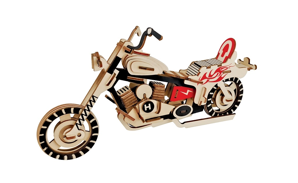 Drevené 3D puzzle Motorka - Farebná