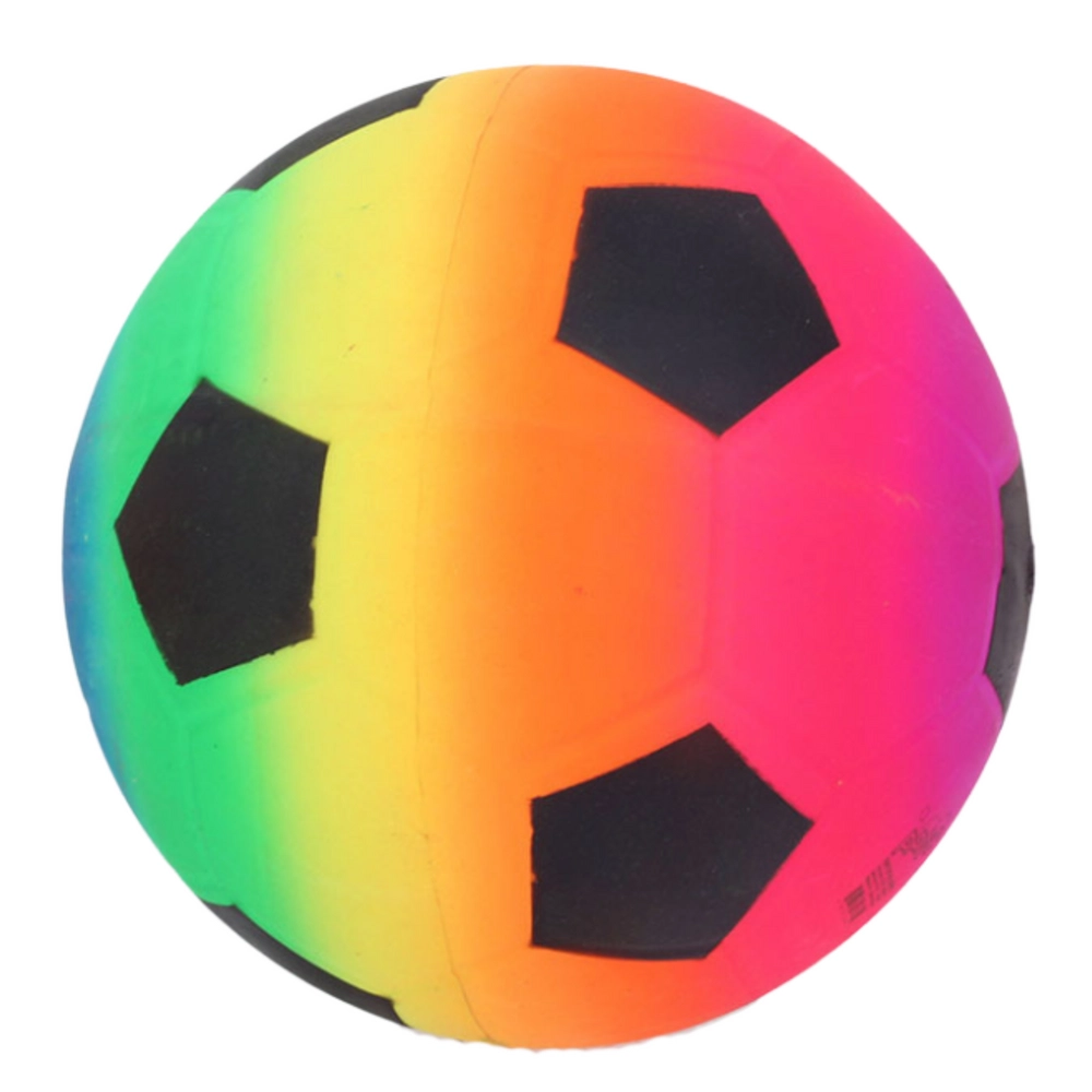 Gumená dúhová lopta na pláž s motívom futbalovej lopty 22 cm