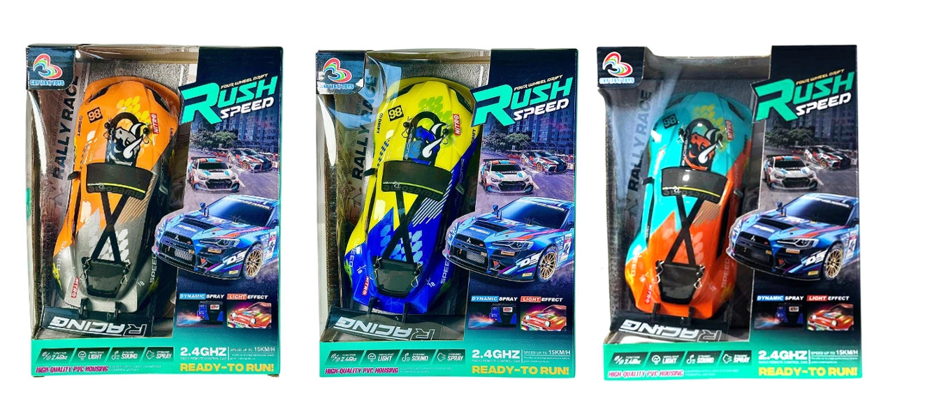 Driftovacie RC auto na diaľkové ovládanie so svetlami, zvukmi a parou + nabíjačka
