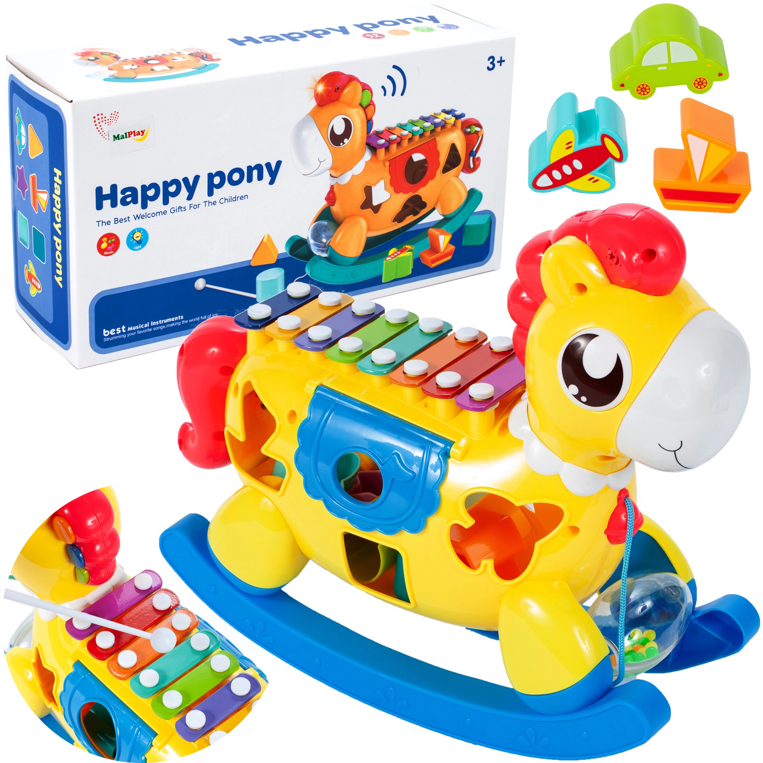 Hojdací koník so sortérom a činelami