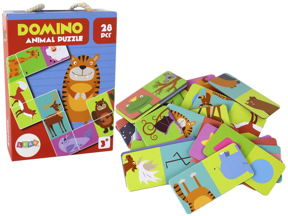 E-shop LEAN Toysa Obojstranné Domino Zvieratká 10 cm x 5 cm 28 dielov