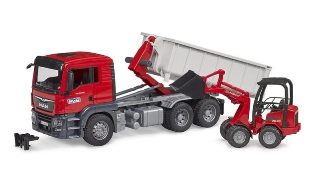 E-shop Bruder 3767 Nákladní automobil MAN TGS s rolovacím kontejnerem a Schäffer Hoflader 2630