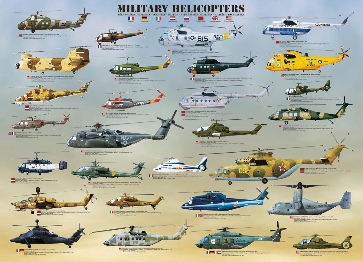 E-shop EUROGRAPHICS Vojenské helikoptéry XL 500 dielov