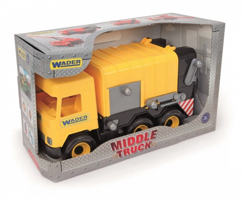 E-shop Wader Auto middle Truck popelář plast 42 cm žlutý v krabici