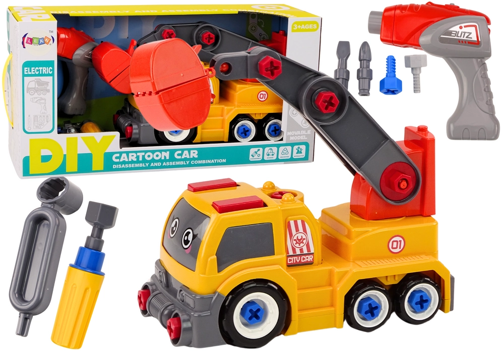 E-shop Kreslený nákladný žeriav DIY na rozoberanie – oranžový