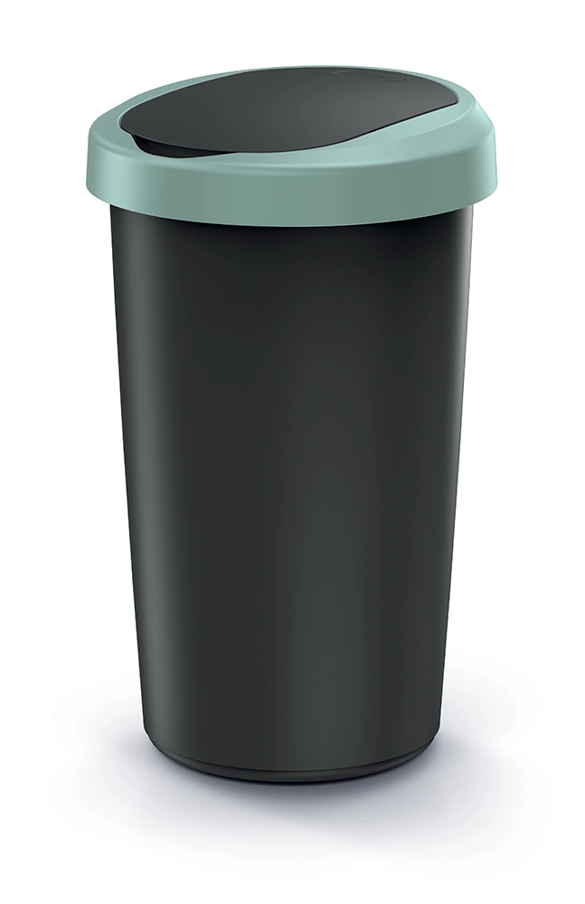 E-shop Prosperplast Odpadkový kôš COMPACTA R FLAP recyklovaný čierny so svetlozeleným vekom 25 l