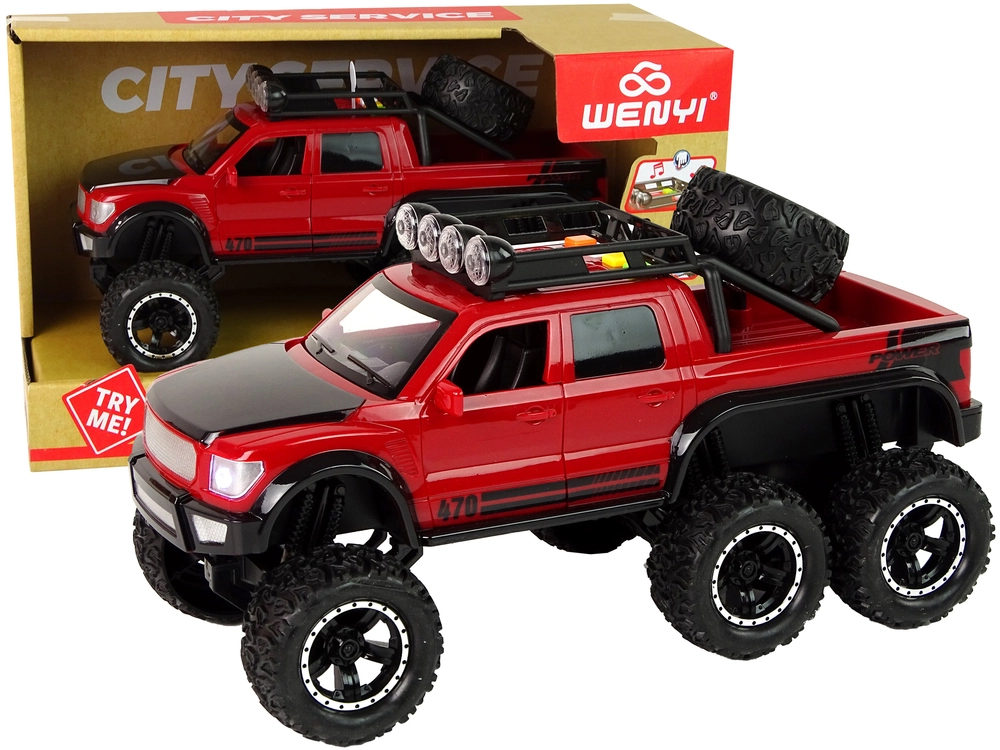 Lean Toys Terénne auto s trecím pohonom a veľkými kolesami červené 1:16