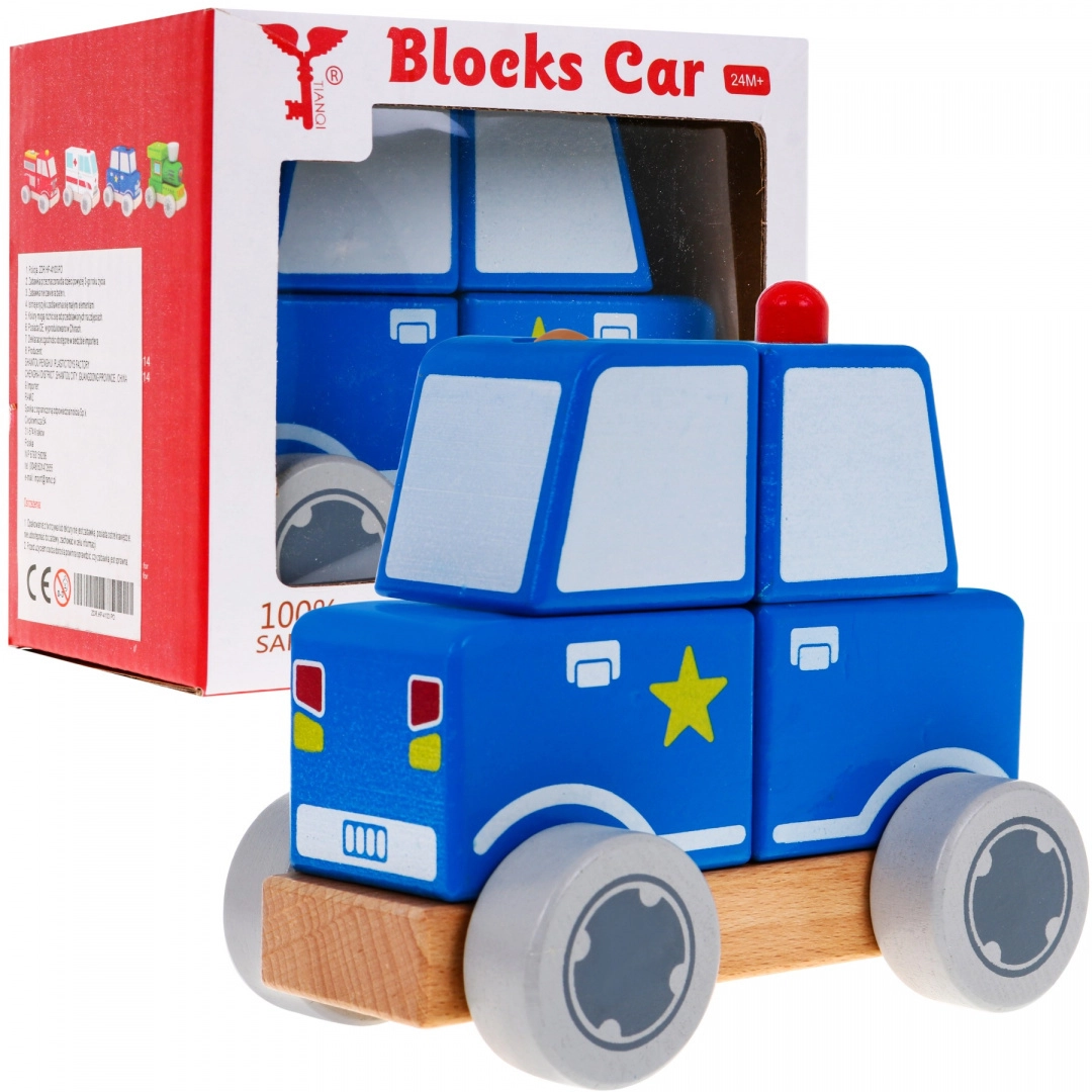 E-shop Joko Skladačka Drevené Policajné auto s kolesami