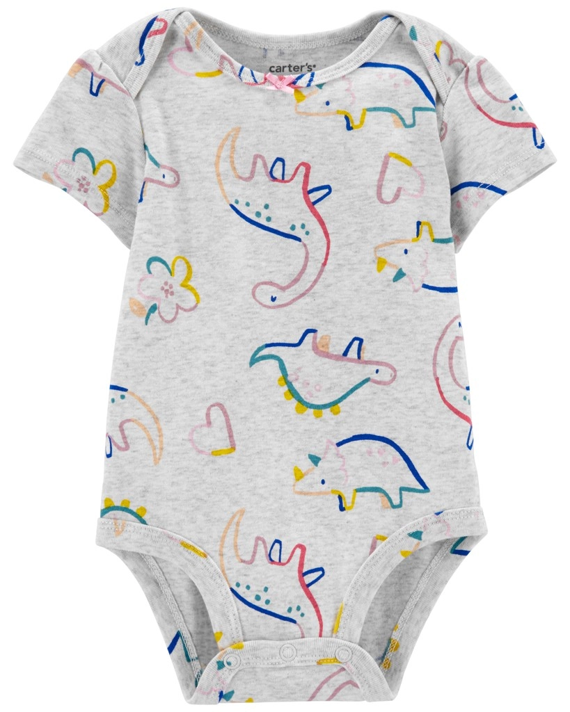 E-shop CARTER'S Body krátky rukáv Grey Dino dievča