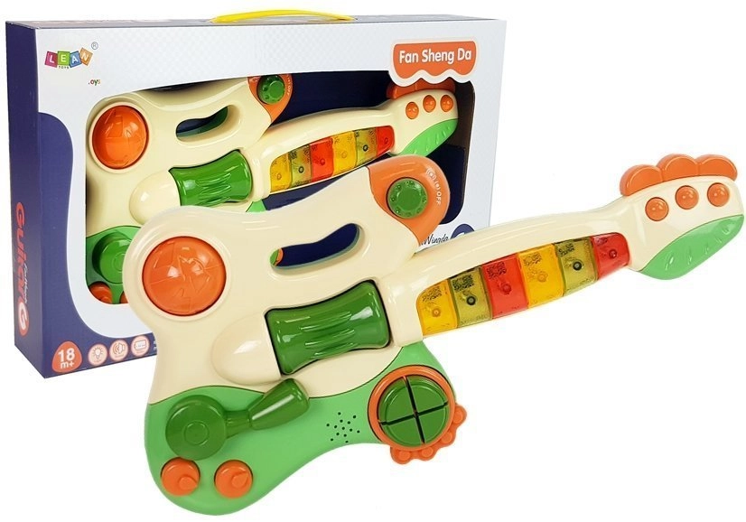 LEAN Toys Interaktívna detská klavírna gitara zvuk svetlo zelená