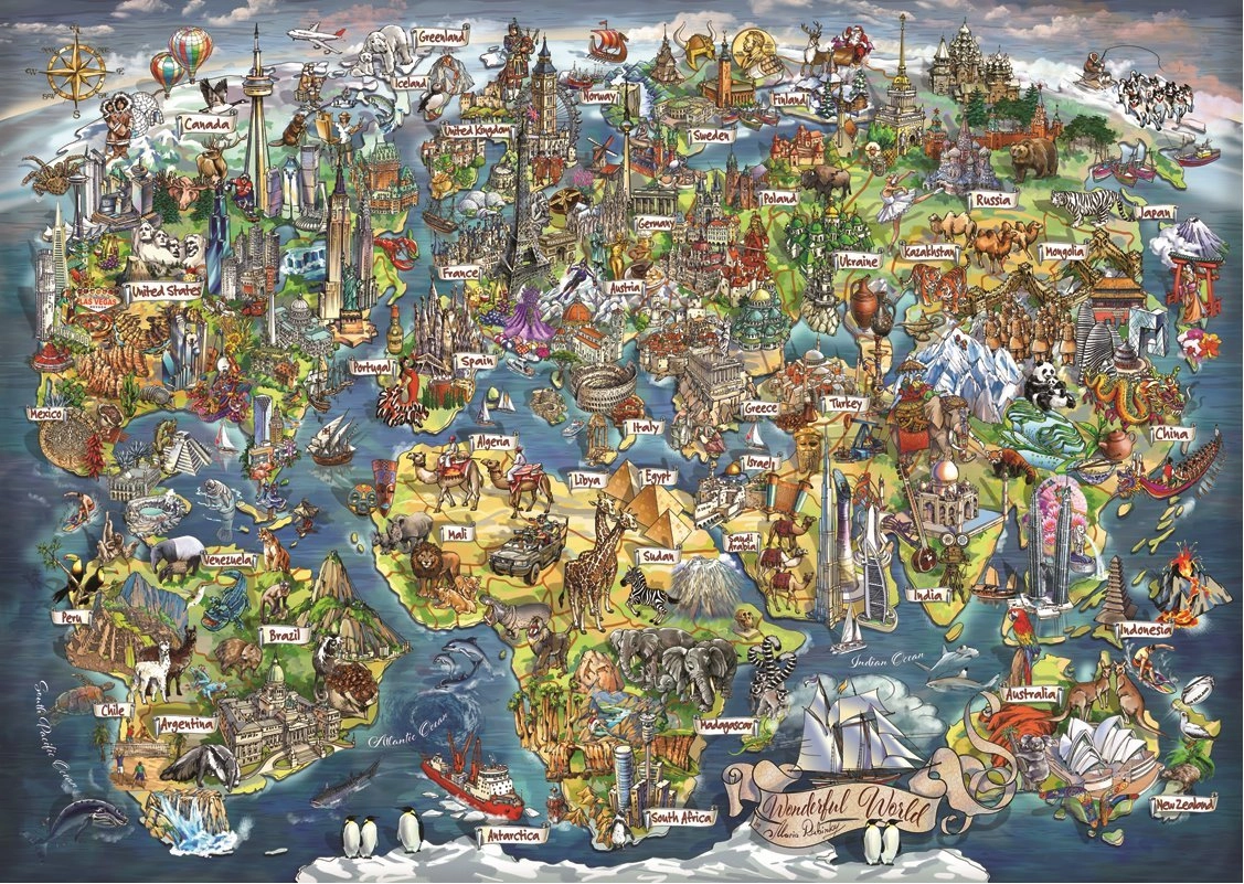 ANATOLIAN Puzzle Úžasná mapa sveta 3000 dielikov