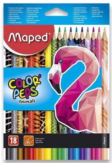 E-shop Maped Color´Peps Animals trojhranné farbičky 18 ks v kartónovom obale