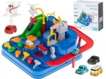 Interaktívny automobilový prekážkový závodný park so 4 vozidlami a helikoptérou 24 × 24 cm
