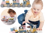 Drevená hračka vláčik s kockami a zvieratkami Montessori