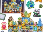 Woopie magnetická svietiaca 3D stavebnica – svet zvierat, 124 dielov