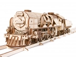 Drevené mechanické puzzle UGEARS V-Express parná lokomotíva s tendrom