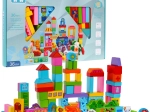 Drevené stavebné kocky Gospodarstwo 100 dielov pre deti 3+