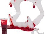 Sada upírskych zubov s falošnou krvou na Halloween